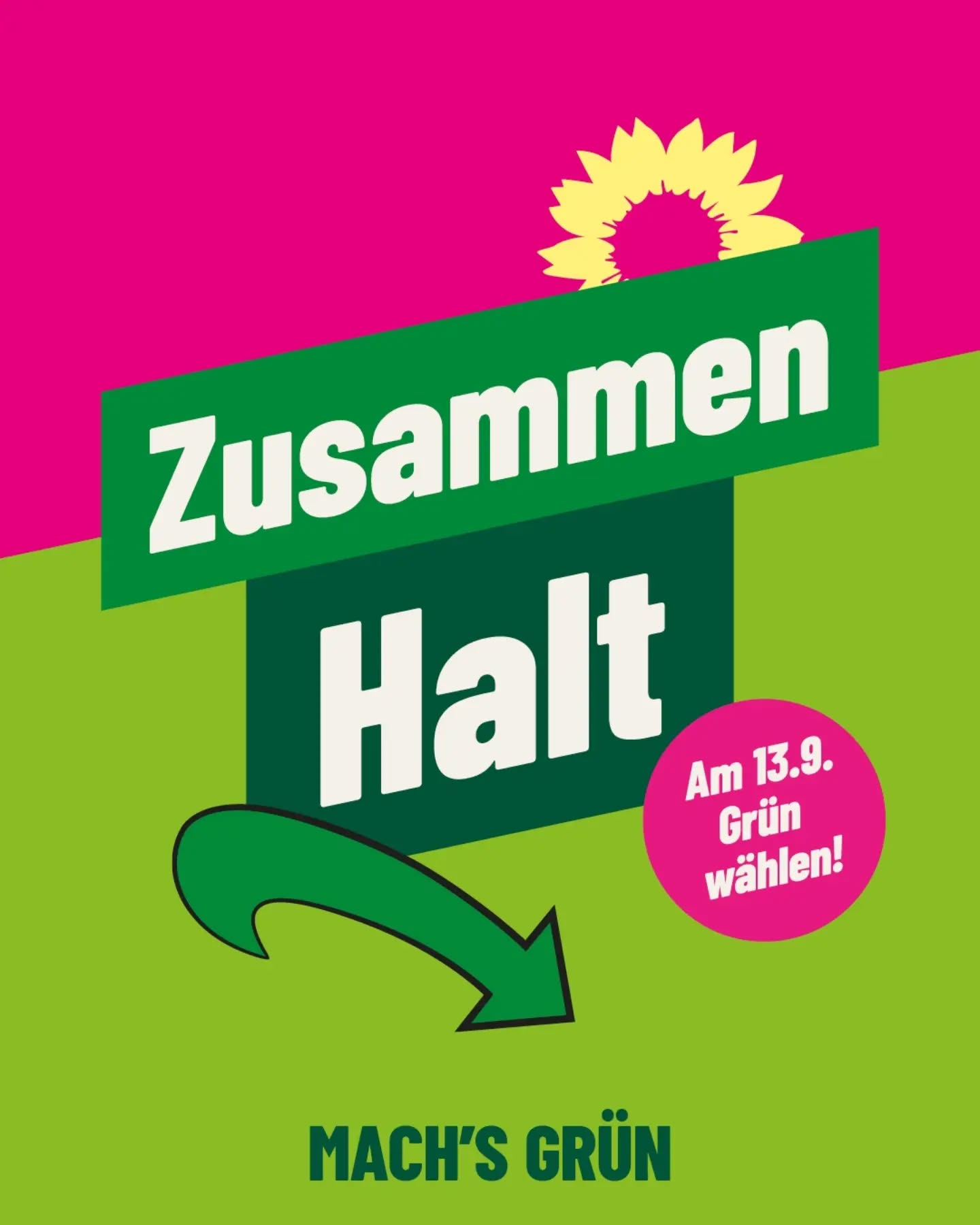 💚 Zusammen Halt!

Die Wahl in Sachsen-Anhalt hat gezeigt: Es geht um mehr als Prozentzahlen. Es geht darum, wie demokratische Kräfte gemeinsam Verantwortung übernehmen und unser Land zusammenhalten.

Zusammenhalt ist gerade jetzt wichtiger denn je: Gehen wir wählen am 13. September, stehen wir füreinander ein und stärken gemeinsam unsere Demokratie. 🌻

Mach's Grün 💚