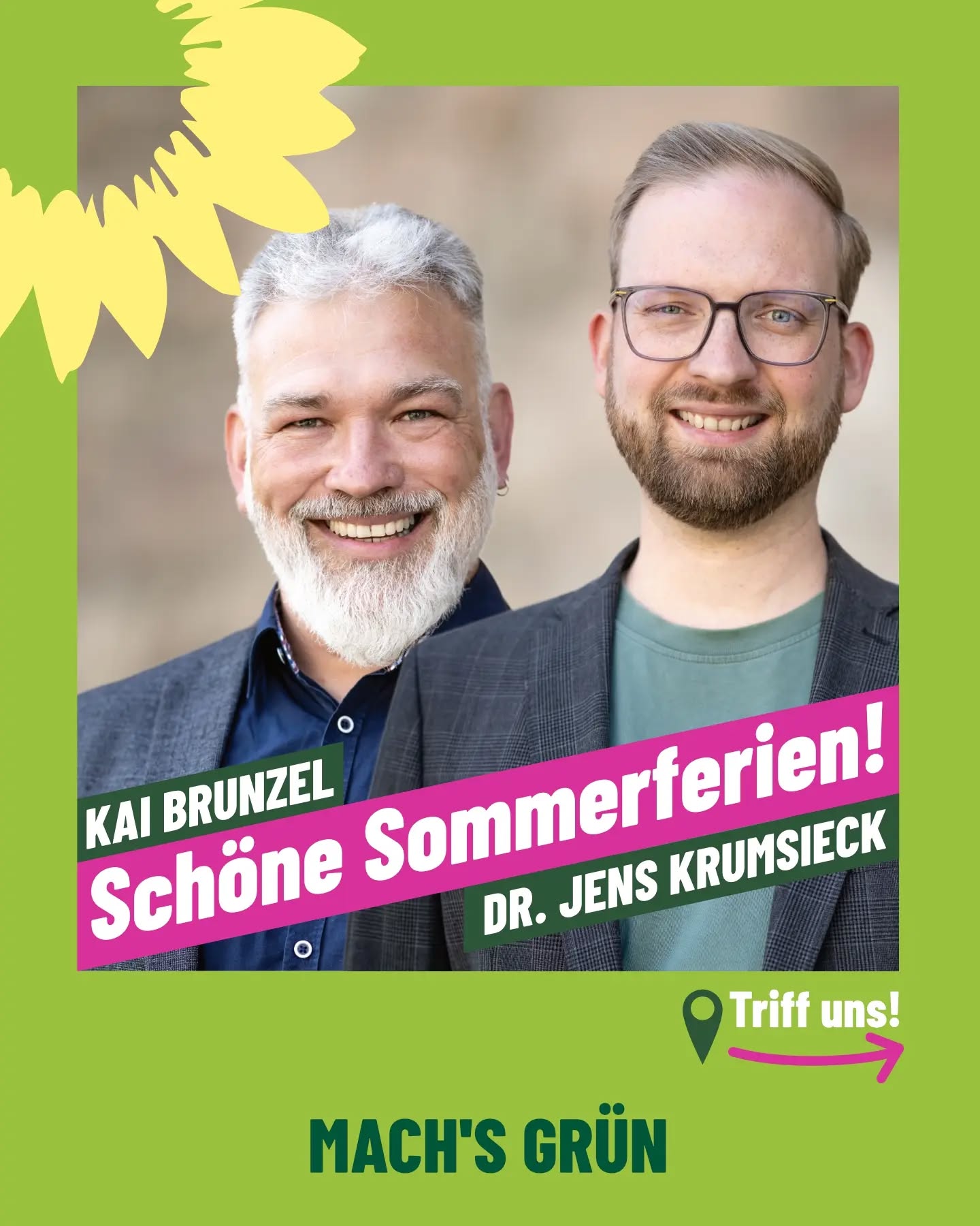 Triff uns am Mittwoch, den 08.07.2026, um 17 Uhr bei ▪️Am Westpark 38▪️ zum Grünen Weststadtgespräch. 🗓️📍
Wir wollen deine Ideen, Wünsche und Anregungen für die Weststadt hören. Wie können wir deine Situation vor Ort konkret verbessern?
Außerdem beginnen diese Woche in Niedersachsen die Sommerferien. Wir wünschen allen Menschen erholsame und entspannte Sommerferien. ⛱️
Wie verbringst Du deine Sommerferien? 📝
#sommerferien #braunschweig #übermorgenreden